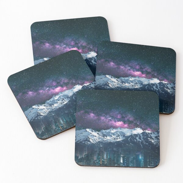 Item preview, Purple Nebula, Snowy Mountains & Cityscape designed and sold by kalisteananda.