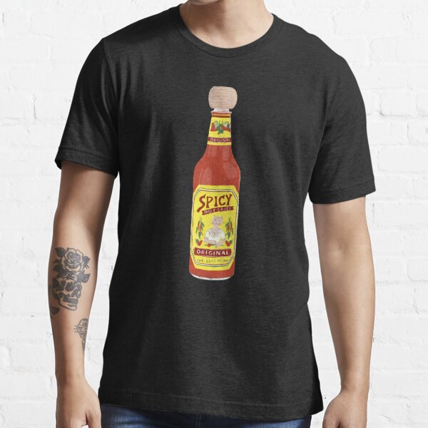 Hot And Spicy Picante Hot Sauce With Cat Colored Pencil Art Black T Shirt For Sale By 1136