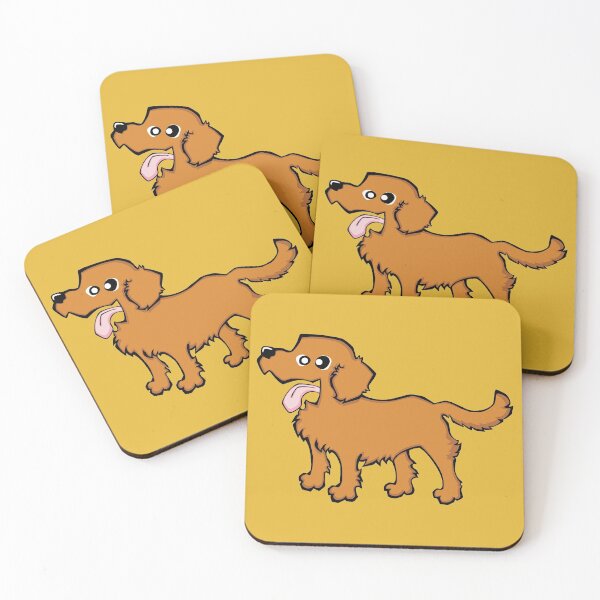 Item preview, Golden Retriever - Dark Golden (Full Body) YELLOW BG designed and sold by TheChicken.