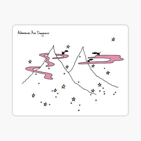 Cows on Clouds Over Colorful Starry Mountains Sticker