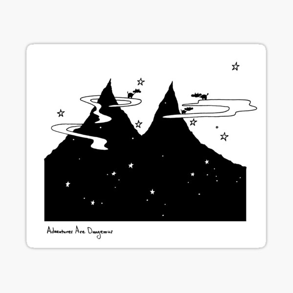 Cows on Clouds Over Dark Starry Mountains Sticker