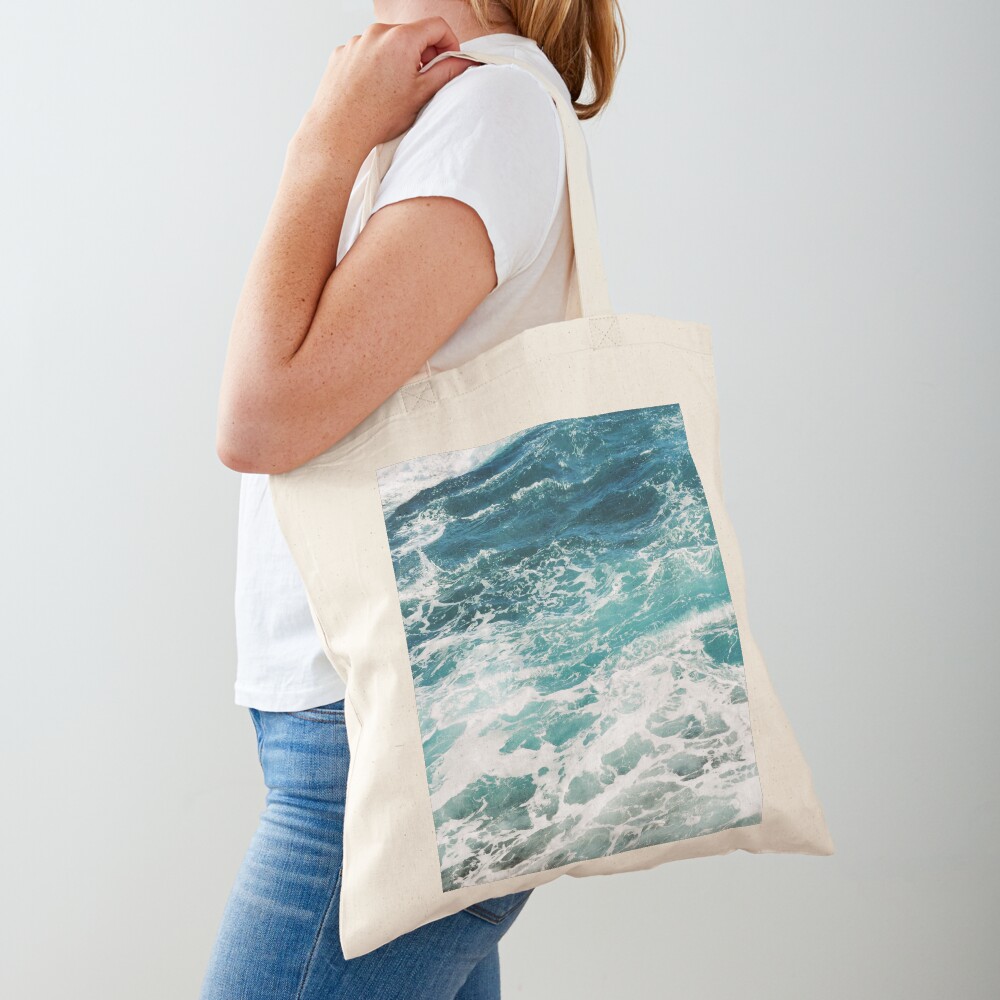 Blue Ocean Waves Tote Bag