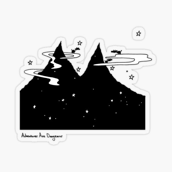 Cows on Clouds Over Dark Starry Mountains Transparent Sticker