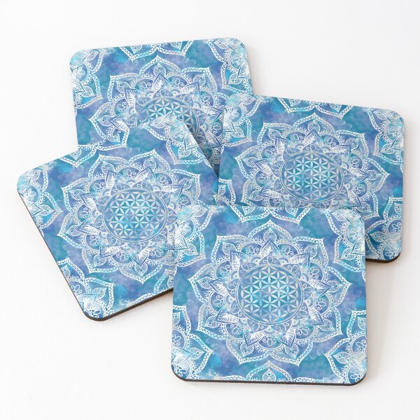 Item preview, Flower of Life in Lotus - Watercolor Blue designed and sold by k9printart.
