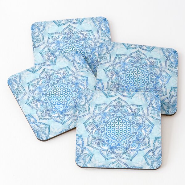 Item preview, Flower of Life in Lotus - Gentle Sky Blue designed and sold by k9printart.