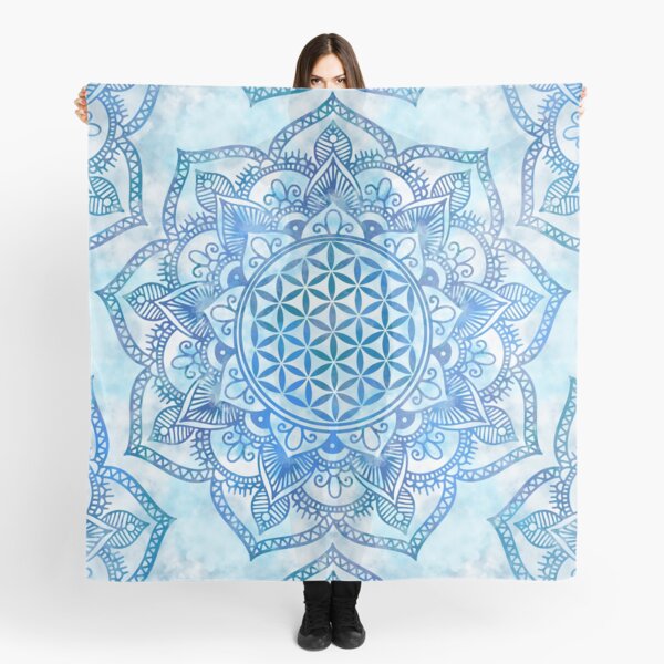 Blume des Lebens in Lotus - sanftes Himmelblau Tuch