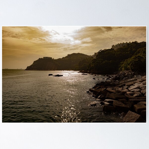 beautiful sunset and golden hour at Stanley in Hong Kong Poster