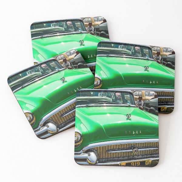 Item preview, The front of a green 1955 Buik Roadmaster on display at a car show designed and sold by Graham Cornall.