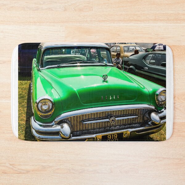 Item preview, The front of a green 1955 Buik Roadmaster on display at a car show designed and sold by Graham Cornall.