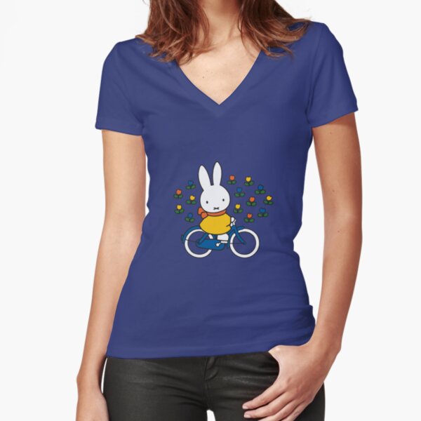 Nijntje - Miffy on a bike Fitted V-Neck T-Shirt
