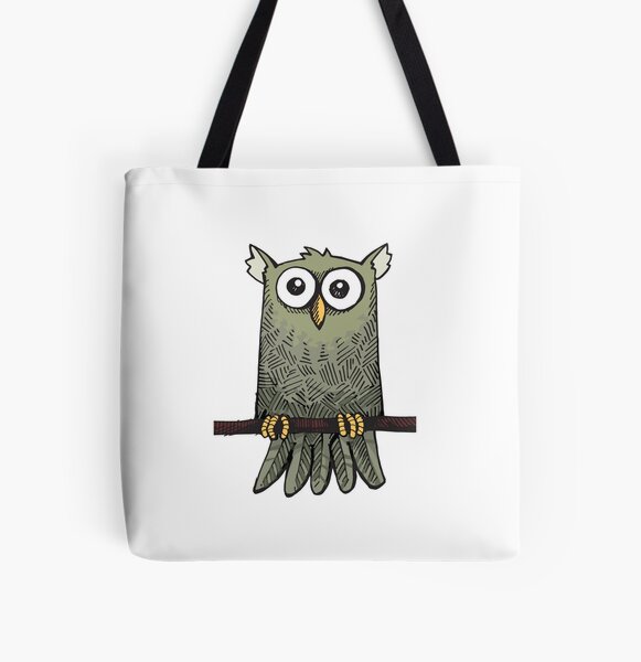 Cute little owl character, hand drawn All Over Print Tote Bag
