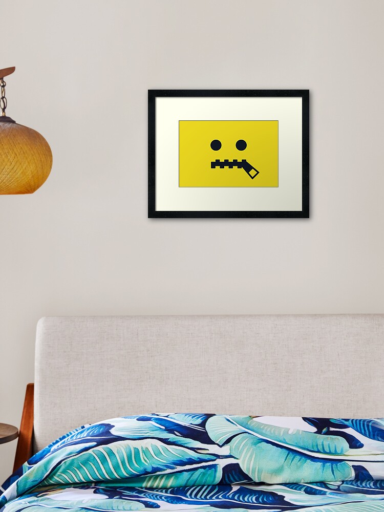 Zipper Mouth Smiley Sealed Lips Zip It Secret Emoticon Cute And Funny Emoji Framed Art Print By Torch Redbubble