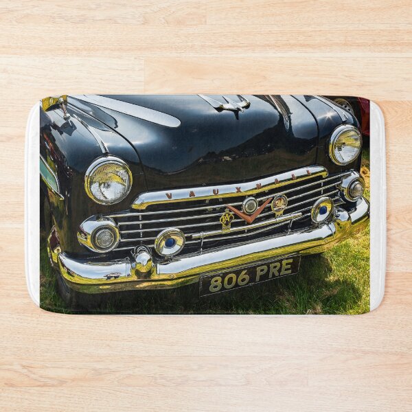 Item preview, The front of a blue 1957 Vauxhall Cresta on display at a car show designed and sold by Graham Cornall.