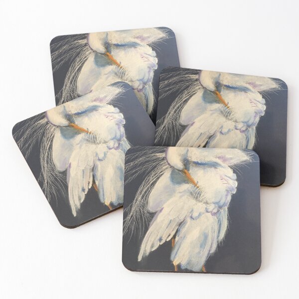 Item preview, Pastel painting of a Snowy Egret preening designed and sold by gerrysart.