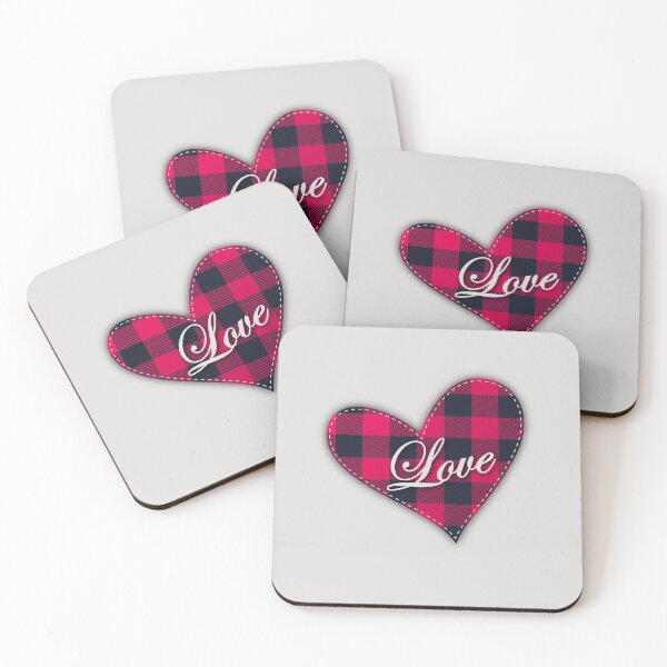 Item preview, Valentine's Day Buffalo Plaid Stitched Heart with word Love Romantic Valentine Plaid Heart design designed and sold by mashmosh.