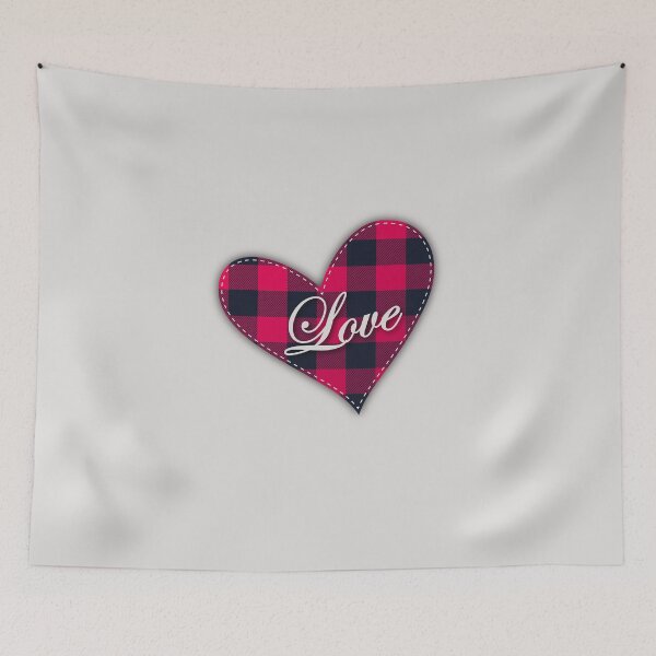 Item preview, Valentine's Day Buffalo Plaid Stitched Heart with word Love Romantic Valentine Plaid Heart design designed and sold by mashmosh.