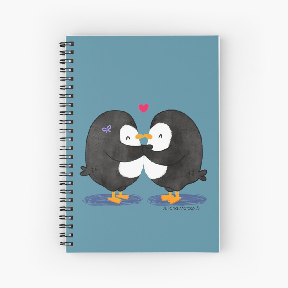 Falling in Love Penguins Spiral Notebook
