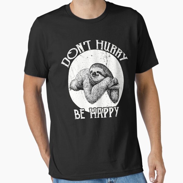 Aperçu de l'œuvre Paresse Vintage Pun-Don't Hurry Be Happy Sloth créée et vendue par romboshirt.