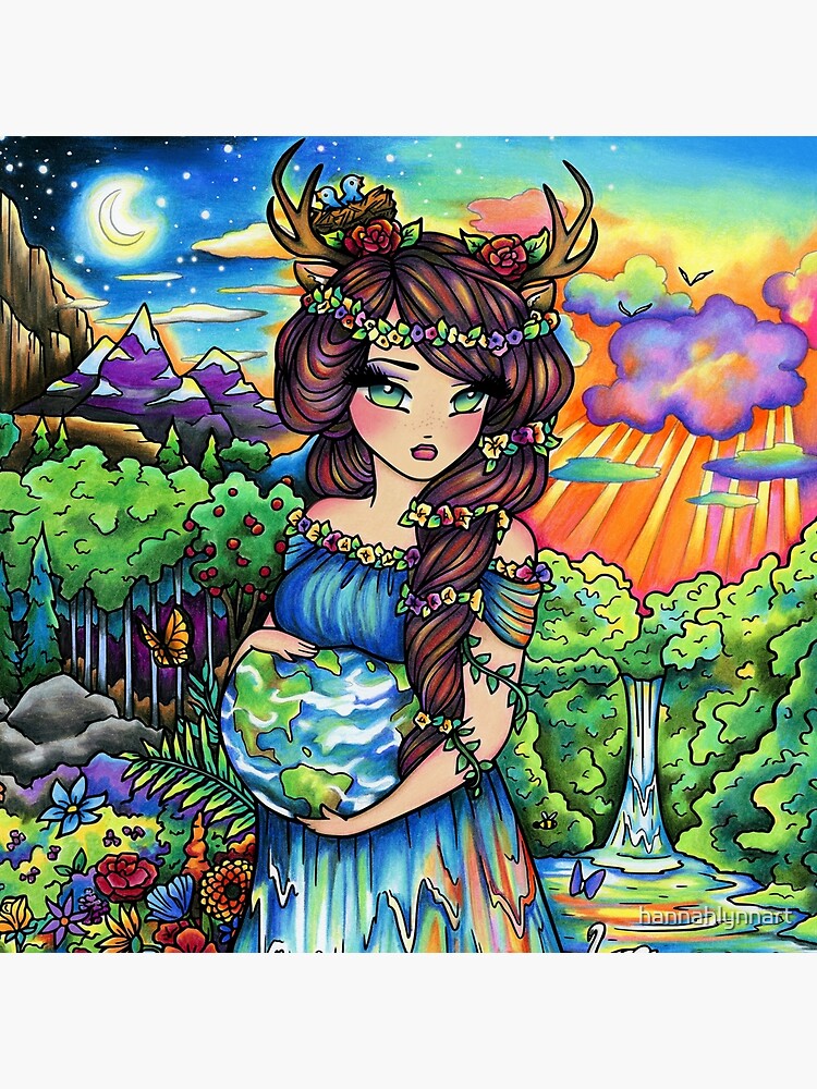 Mother Earth, Mother Nature Pregnant Fantasy Landscape Artwork by hannahlynnart
