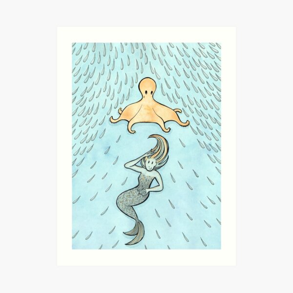 The Mermaid's Umbrella Art Print