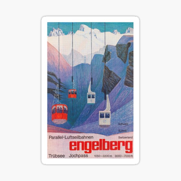 Item preview, Engelberg, Switzerland Vintage Ski Poster designed and sold by vintagevivian.
