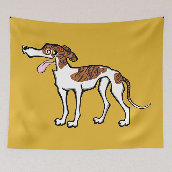 Item preview, Greyhound - Dark Brindle and White (Full Body) YELLOW BG designed and sold by TheChicken.