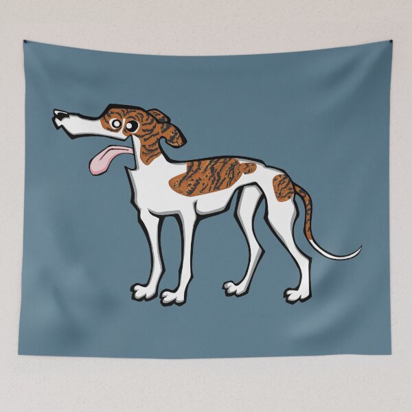 Item preview, Greyhound - Dark Brindle and White (Full Body) BLUE BG designed and sold by TheChicken.