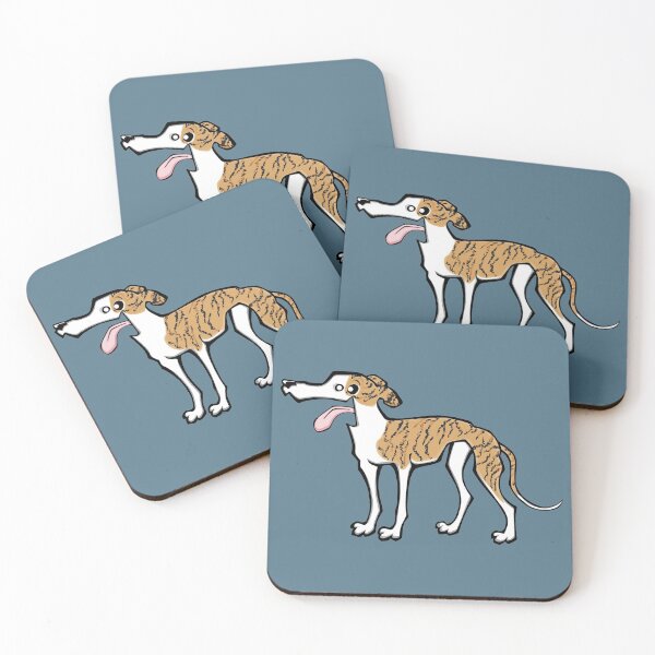 Item preview, Greyhound - Light Brindle and White (Full Body) BLUE BG designed and sold by TheChicken.