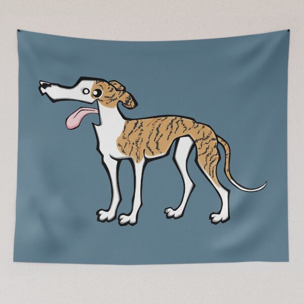 Item preview, Greyhound - Light Brindle and White (Full Body) BLUE BG designed and sold by TheChicken.
