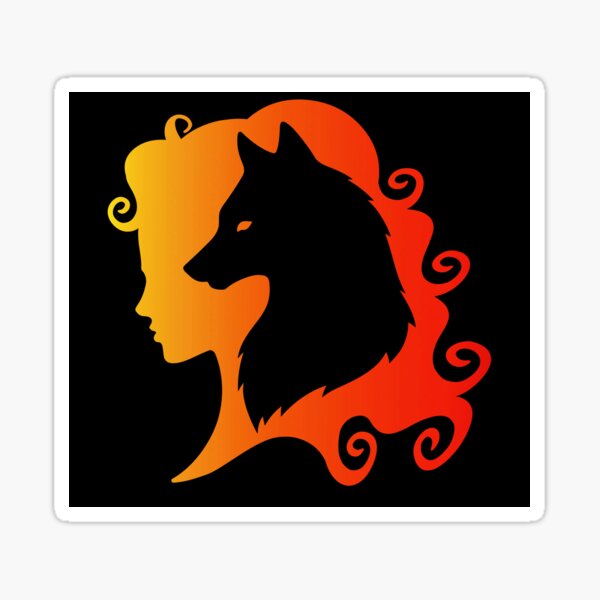 Fire Wolf Spirit Totem Animal Guide Cheeky Witch® Sticker