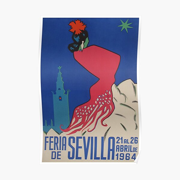 Feria de Sevilla, Spain, Vintage Travel Poster Poster