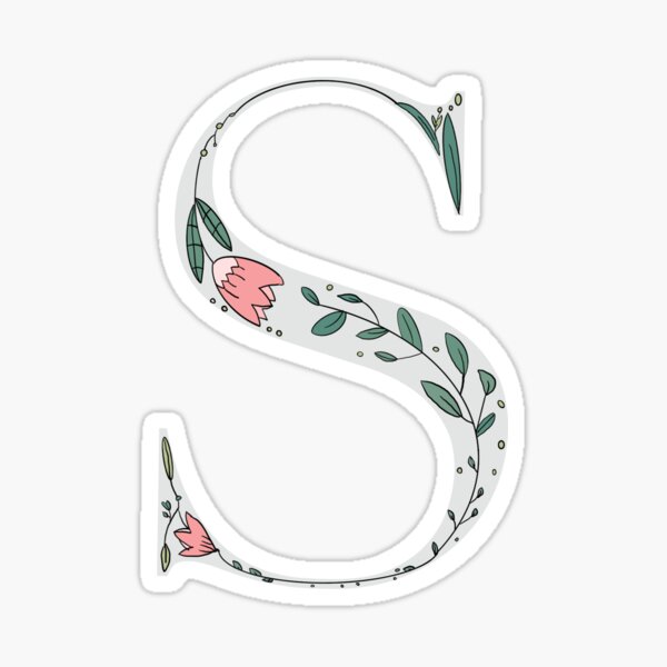 letter S with florals Sticker