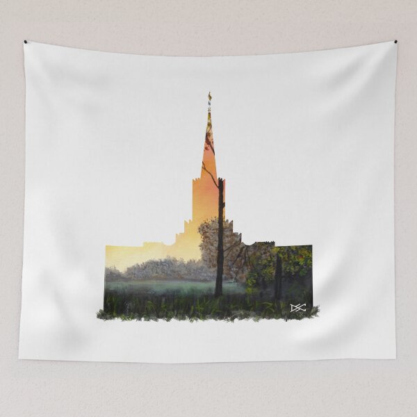 Artikelvorschau, Jordan River LDS Temple Sunset durch Baum-Schattenbild entworfen und verkauft von DSC Arts.