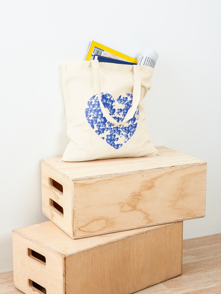 Alternate view of Blue heart pattern Tote Bag