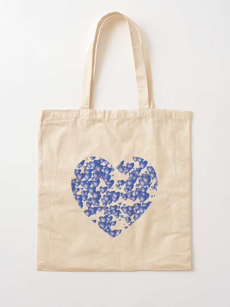 Alternate view of Blue heart pattern Tote Bag