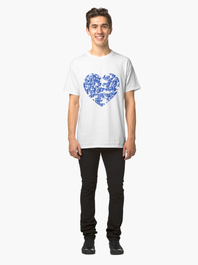 Alternate view of Blue heart pattern Classic T-Shirt