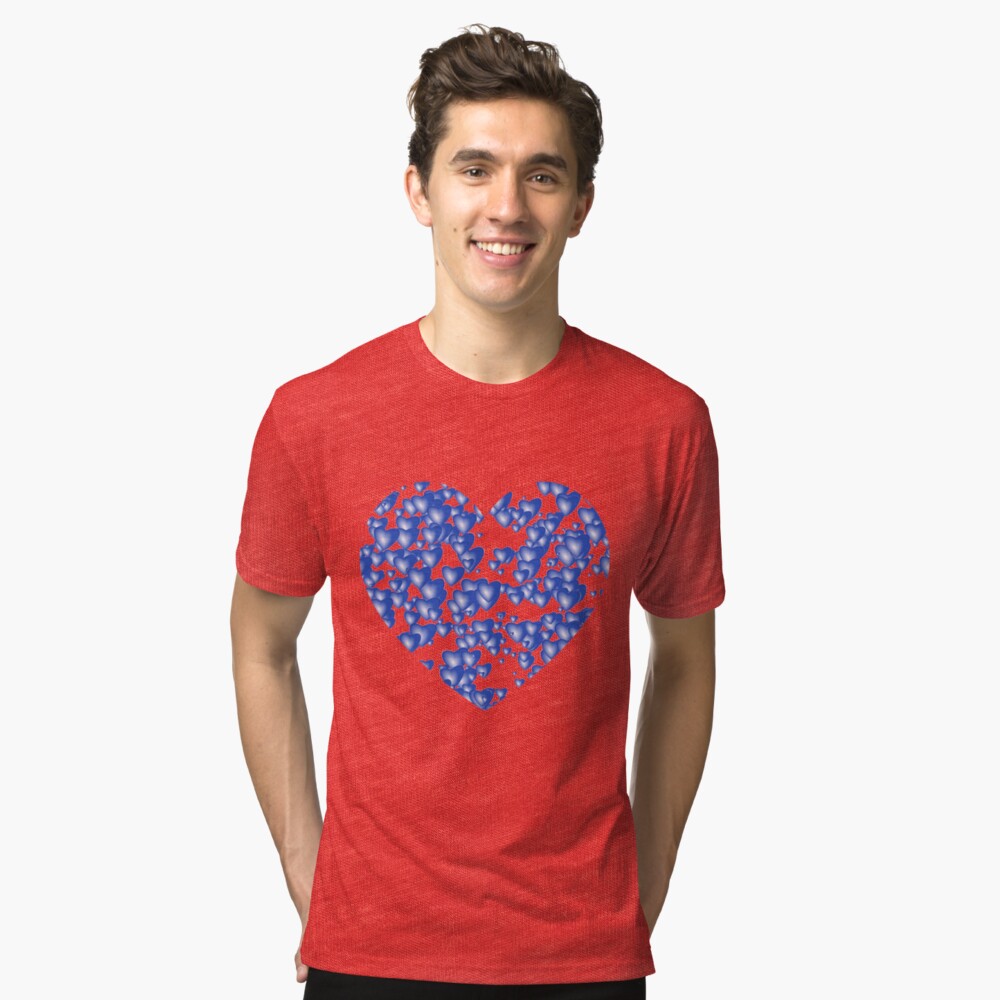 Blue heart pattern Tri-blend T-Shirt