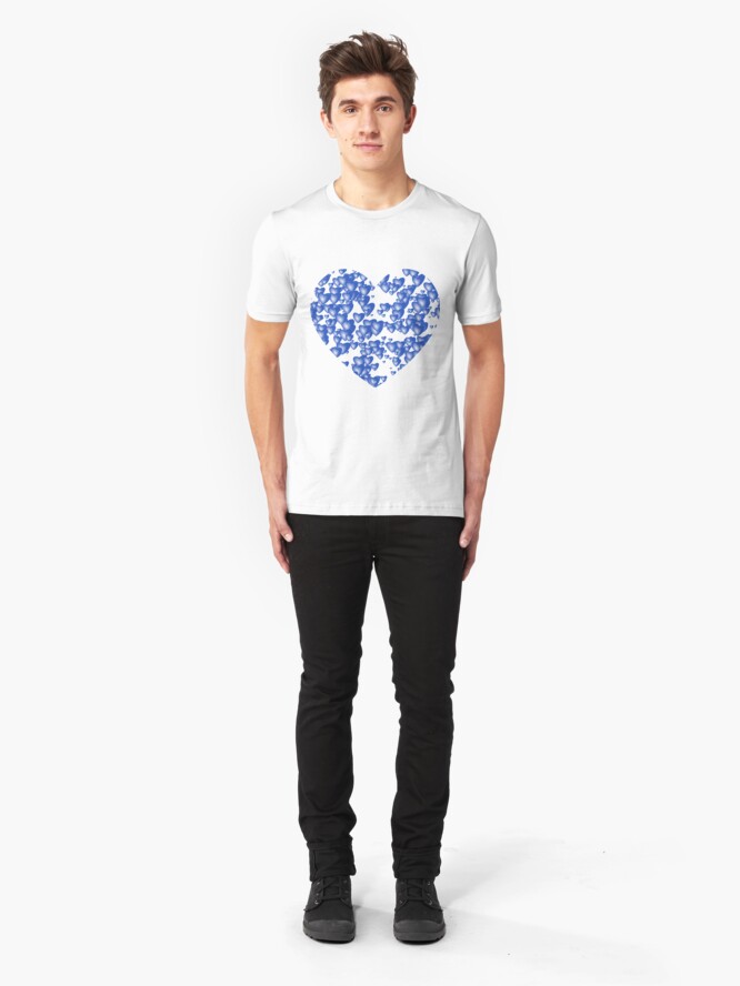 Alternate view of Blue heart pattern Slim Fit T-Shirt