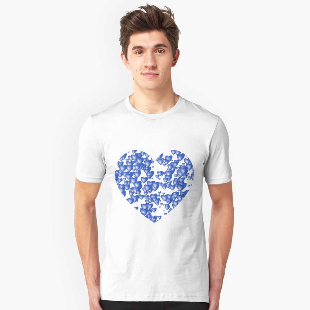 Blue heart pattern Slim Fit T-Shirt