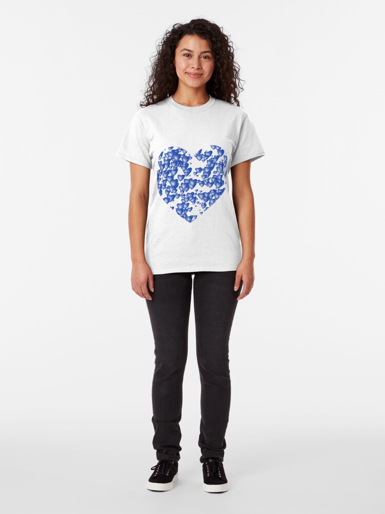 Alternate view of Blue heart pattern Classic T-Shirt