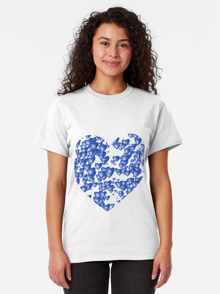 Alternate view of Blue heart pattern Classic T-Shirt