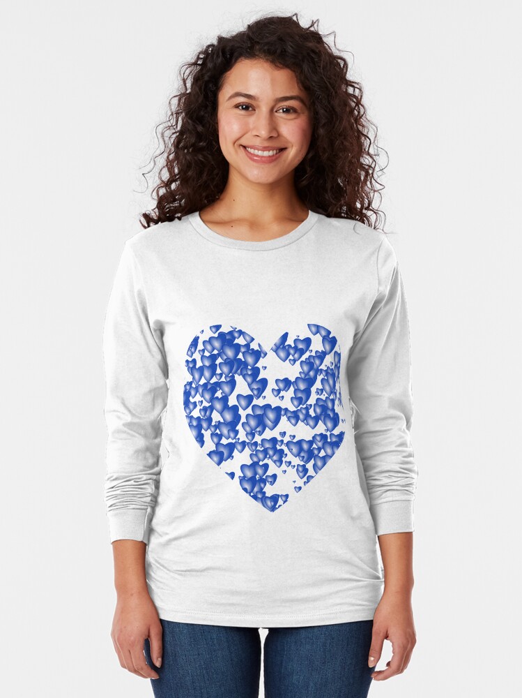 Alternate view of Blue heart pattern Long Sleeve T-Shirt