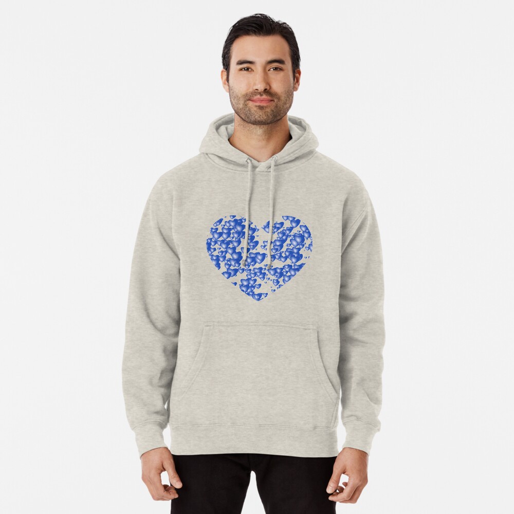 Blue heart pattern Pullover Hoodie
