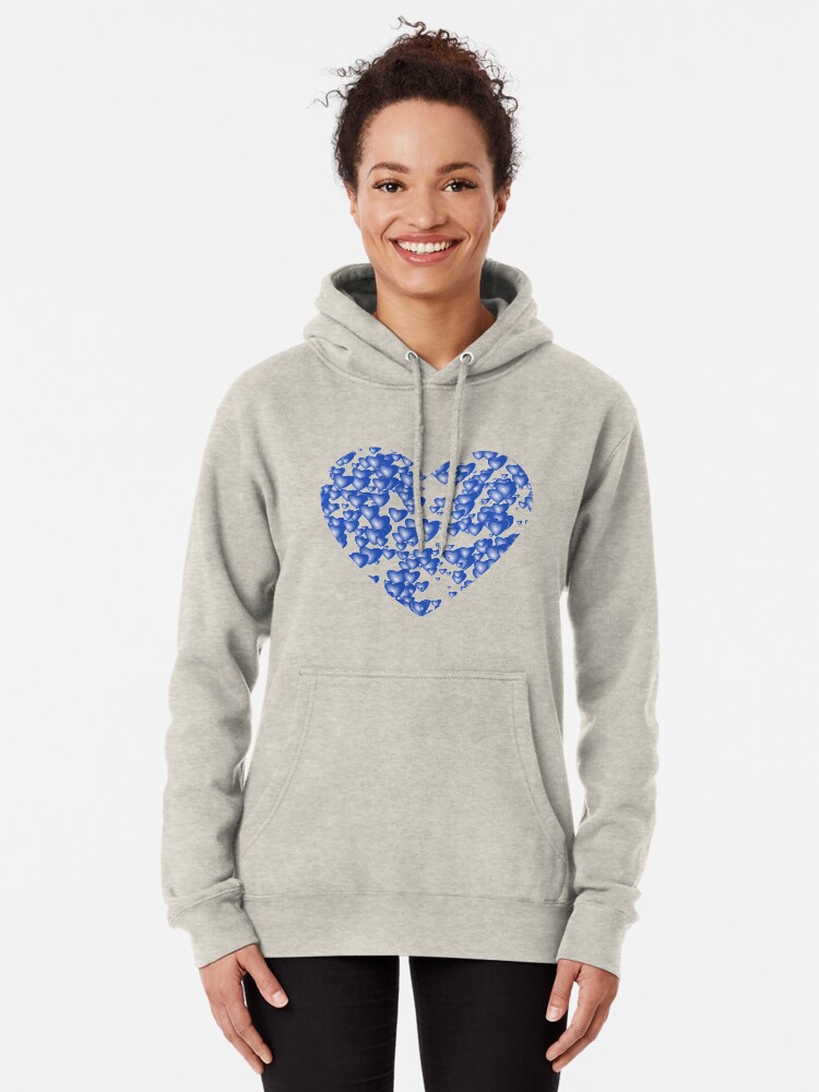 Alternate view of Blue heart pattern Pullover Hoodie
