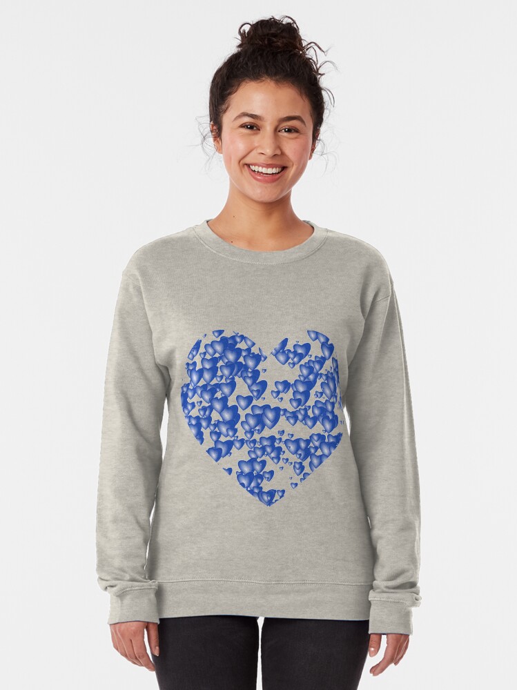 Alternate view of Blue heart pattern Pullover Sweatshirt