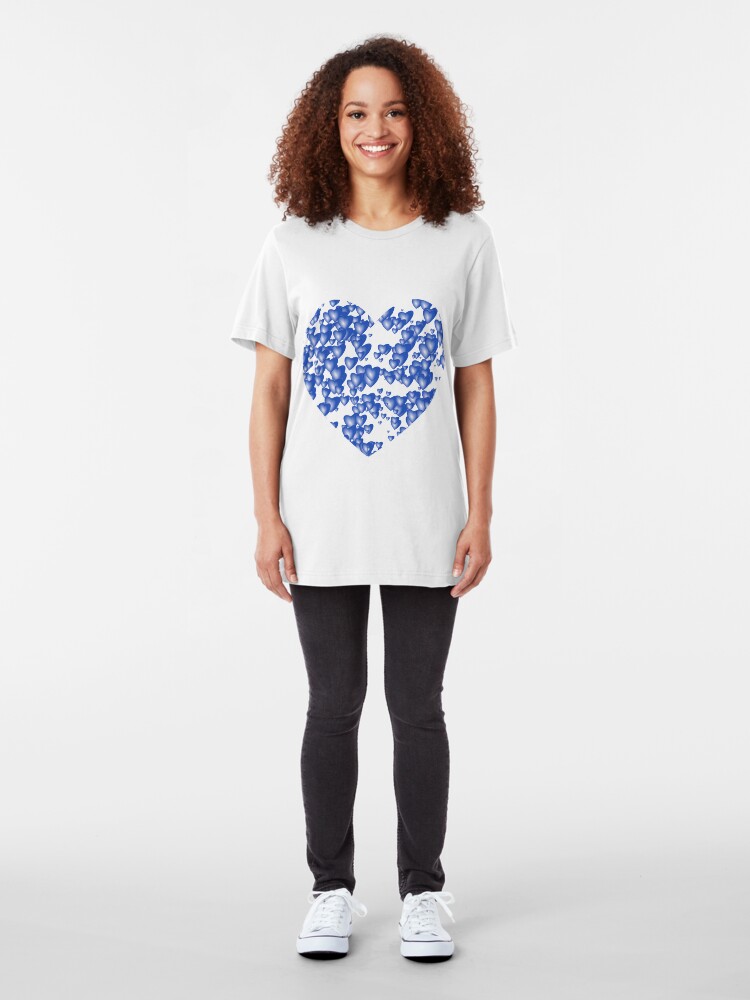 Alternate view of Blue heart pattern Slim Fit T-Shirt