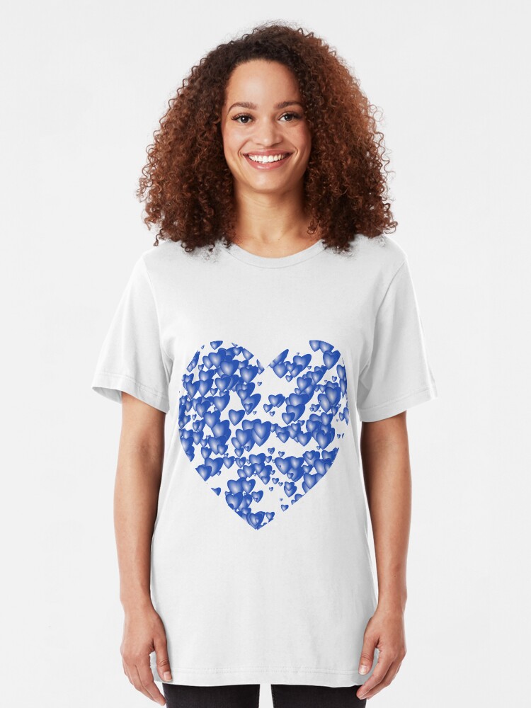 Alternate view of Blue heart pattern Slim Fit T-Shirt
