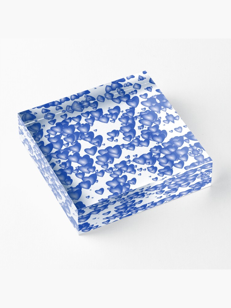 Alternate view of Blue heart pattern Acrylic Block
