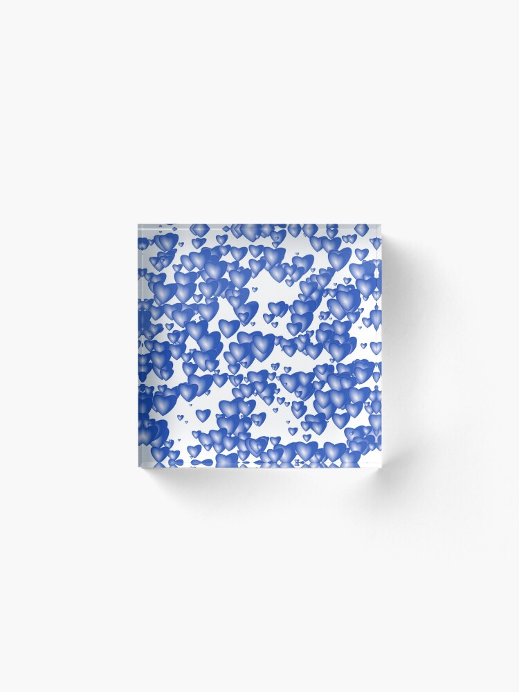 Alternate view of Blue heart pattern Acrylic Block