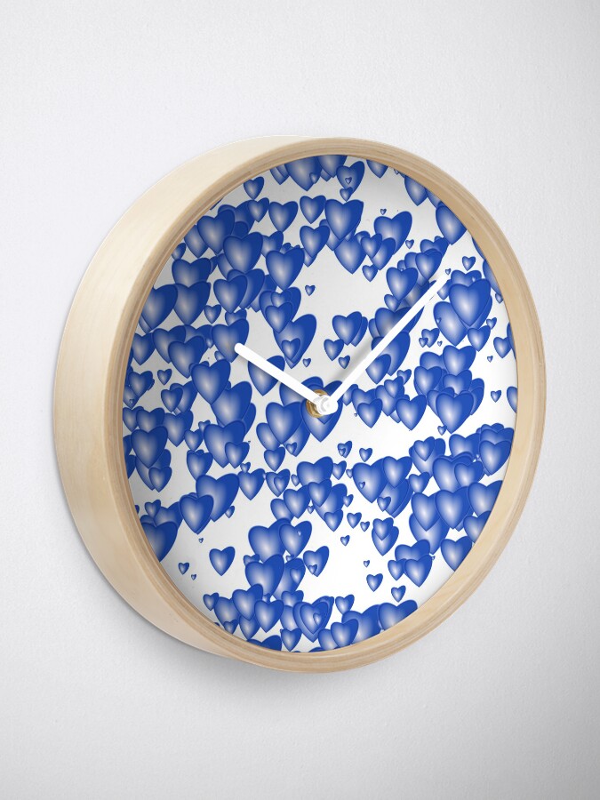 Alternate view of Blue heart pattern Clock